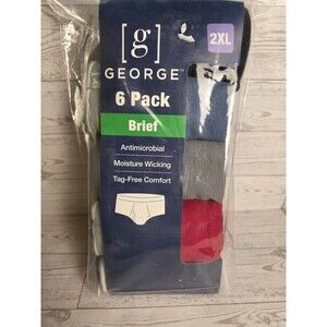 New‎ 6 Pack George Men’s 2XL Antimicrobial Moisture Wicking Briefs